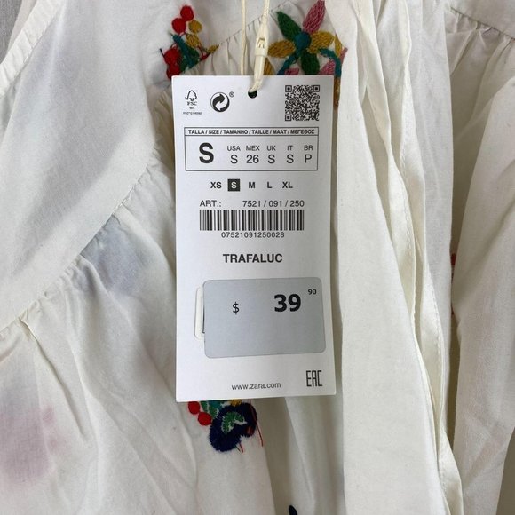ZARA TRAFALUC White Embroidery Top NWT - Picture 5 of 8